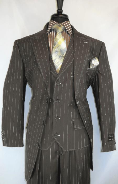 1920s Suit - Gangster Suits - Bold Pinstripe Zoot Suit Plea