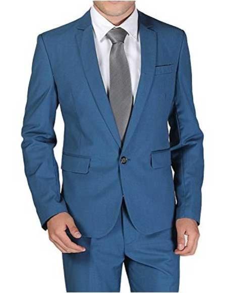 Mens Cobalt Blue Suit - Wool