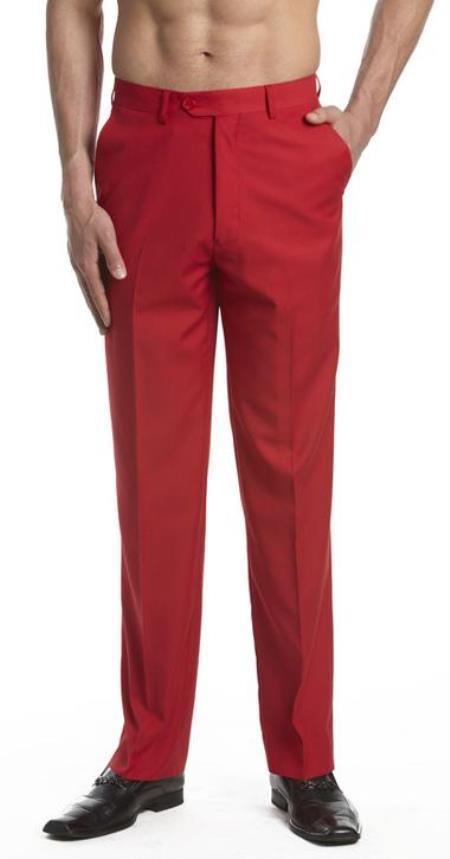 #J52442 Mens Red Dress Pants
