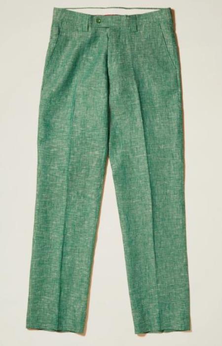 Linen Flat Front Pants — True Green Colors