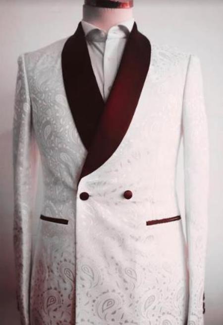 Mens Two Button Shawl Lapel Suit Red