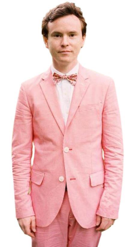 Mens Pink Linen Suit - Summer Suit