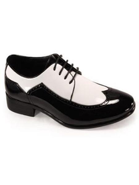 Mens Gangster Shoes Bold Black And White Wingtip Two Toned Shiny Dress Oxford Shoes Perfect For Men 1920s Gangster Style