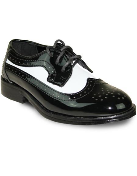 Mens Gangster Shoes Men Dress Oxford Shoe For Men Perfect For Wedding Formal Tuxedo Black / White Patent Two Tone - Men's Shiny Shoe