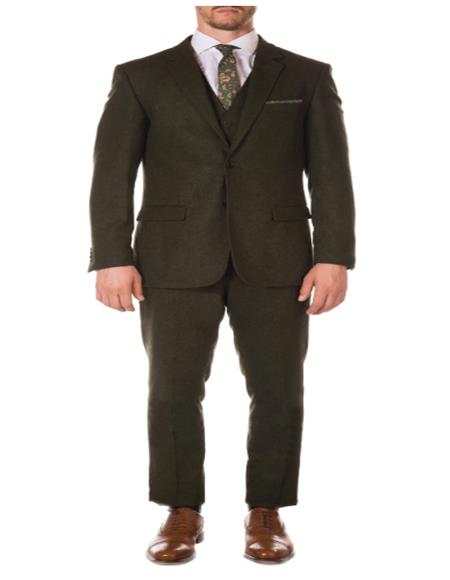 Mens Green Tweed Suit - Green Wool Suit - Winter Fabric Heavy Suit