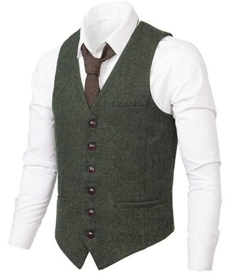 Mens Green Tweed Suit - Green Wool Suit - Winter Fabric