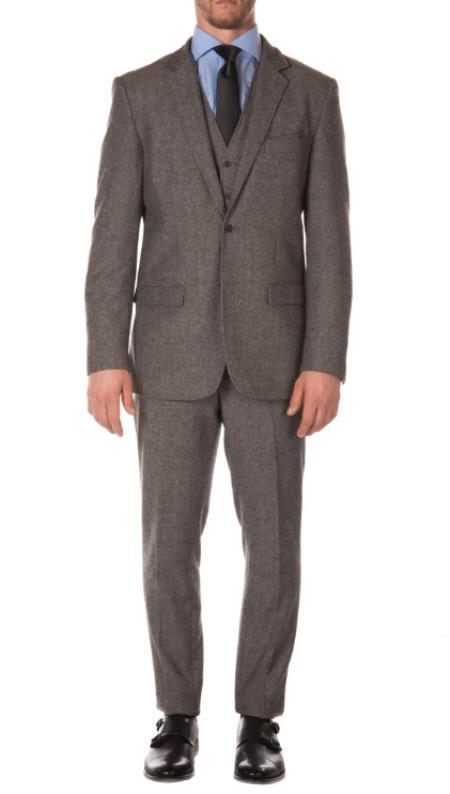 Mens Gray Tweed Suit - Gray Wool Suit - Winter Fabric Heavy Suit