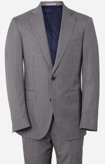 Package Package Combo Grey And Pink Pinstripe Suit - Gray Stripe Mens Suit