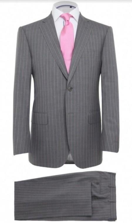 Package Package Combo Grey And Pink Pinstripe Suit - Gray Stripe Mens Suit