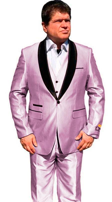 Mens One Button Shawl Lapel Suit Lilac