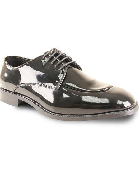 Mens Oxford Tuxedo Black Patent Formal for Prom and Wedding Lace Up Dress Mens Shoes
