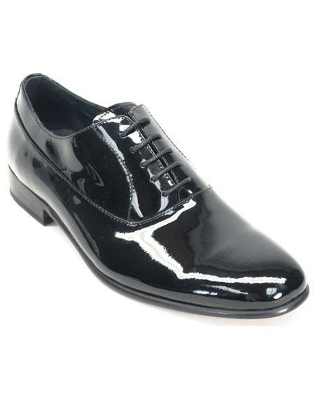 Mens Black Genuine Patent Leather Oxford Tuxedo Formal Dress Mens Shoes