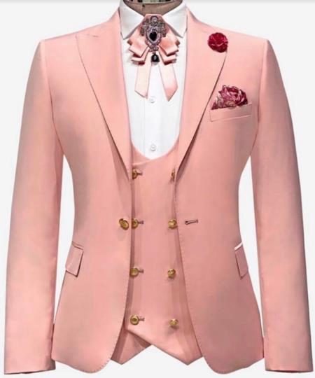 Rose Gold Tuxedo  - Rose Gold Suit - Jacket + Vest + Pants