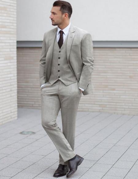 Mens country Wedding Suits - Mens Country Wedding Attire - Light Gray - Wool