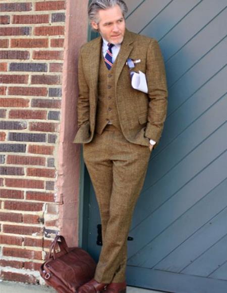 Mens country Wedding Suits - Mens Country Wedding Attire - Brown - Wool