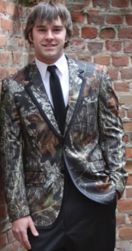 Camouflage Tuxedos with Black Pants and Black Tie