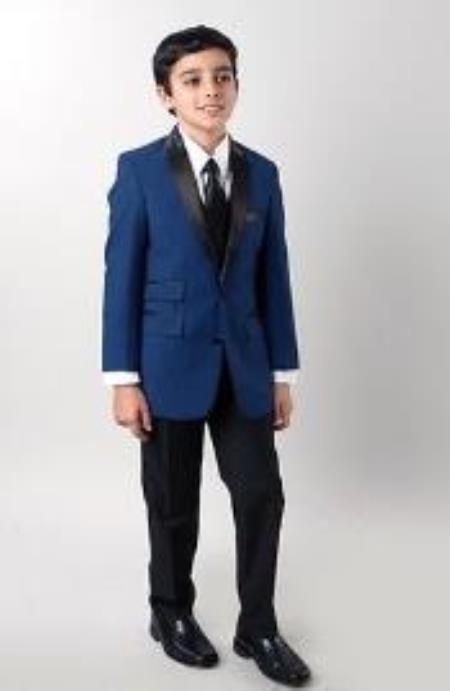 Boys Slim Fit Suits - Kids Blue Slim Fit Suit