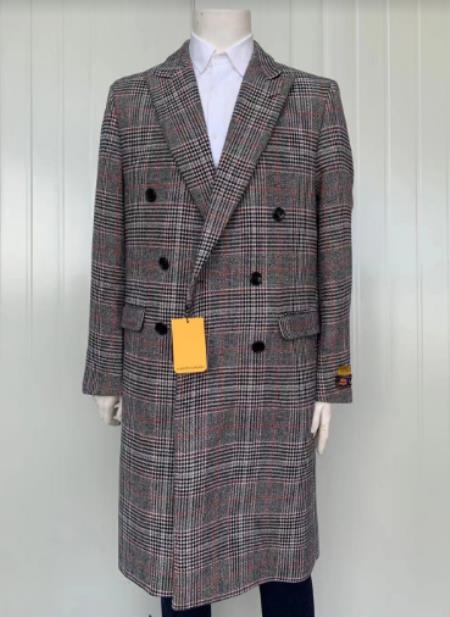 J54283 Mens Full Length Wool and Cashmere Overcoat - Winter Topcoats - Multi Coat