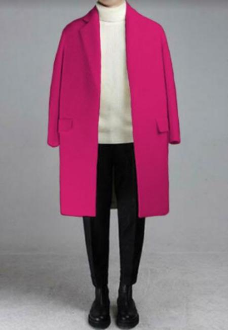 Mens Pink Overcoat - Three Quarter Length