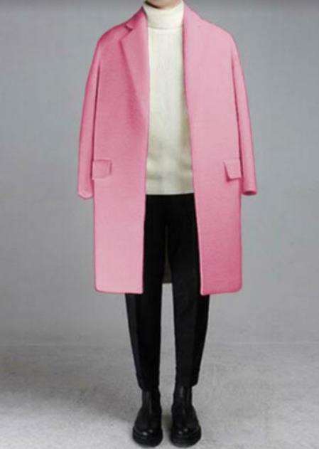 Mens Baby Pink Overcoat - Three Quarter Length