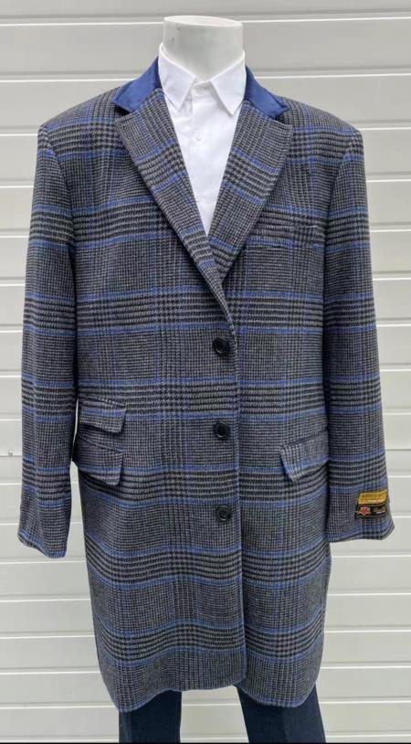 Mens Plaid Overcoat - Plaid Wool Topcoats - Gray Carcoat By Alberto Nardoni