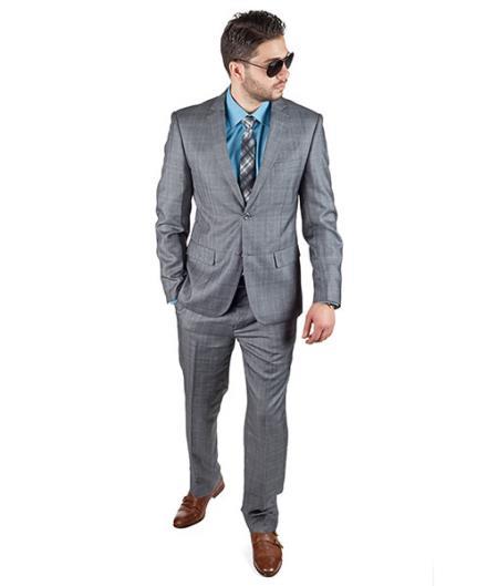 34s Suit - 34 Short Grey Suit - Size 34 Suit - 34s Slim Fit Suit