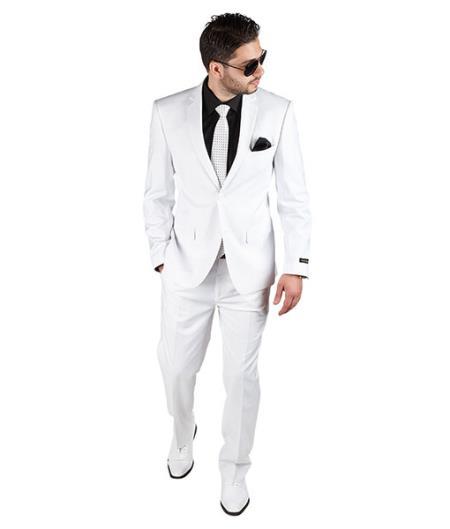 34s Suit - 34 Short White Suit - Size 34 Suit - 34s Slim Fit Suit
