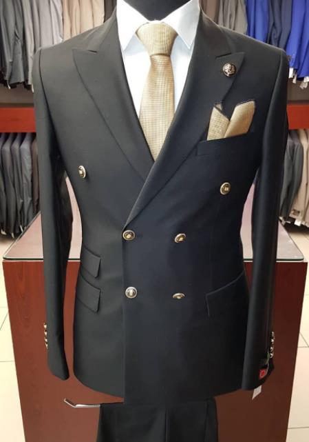 Mens 2 Button Double Breasted Suit Dark Charcoal