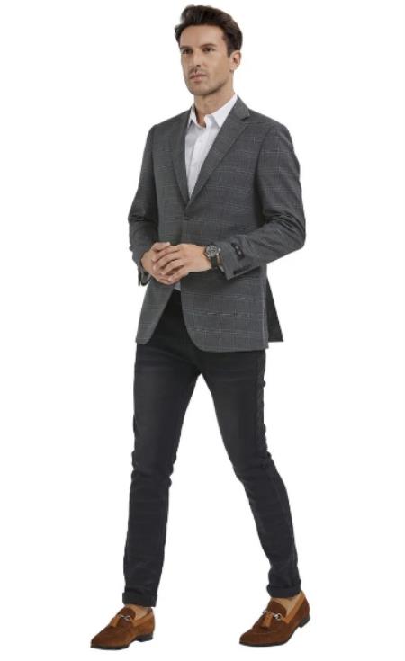Mens Big and Tall Blazer - Big and Tall Dark Grey Sport Coat - Wool