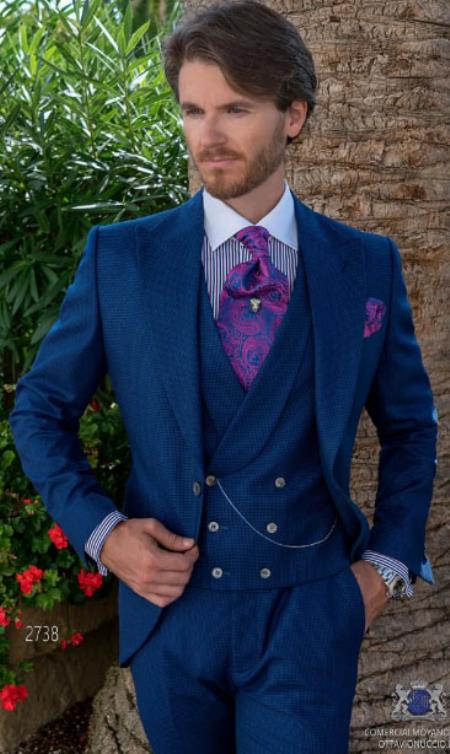 Mens Wedding Tuxedo - Groom Tuxedo - Royal Blue Suit
