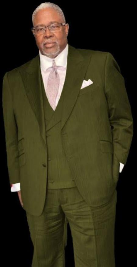 Suit With Double Breasted Vest - Pastor Suit - 1920s Style Olive Green Suit