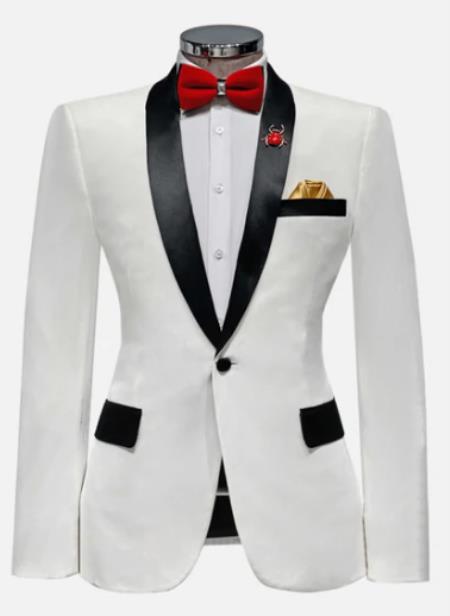 Shawl Collar Prom - Wedding - Groom Blazer in White
