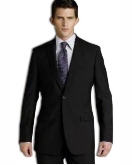 Mens 36 Long Suit - Size 36L Solid Black Suit - Wool