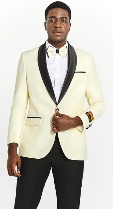 Ivory Dinner Jacket - Cream Blazer With Matching Bowtie - Wedding Tuxedo