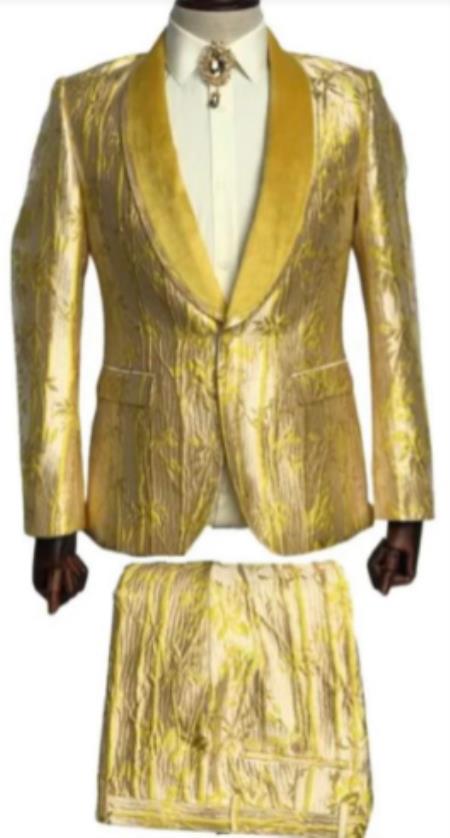 Yellow Suit - Yellow Tuxedo - Paisley Suits - Floral Suits