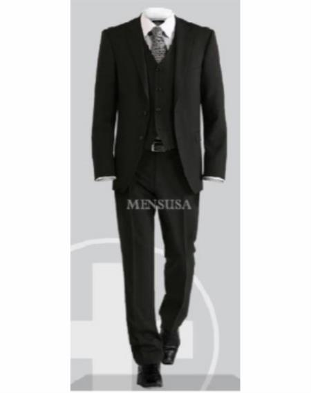48 Short Suit - Mens Black Suits 48s - Wool