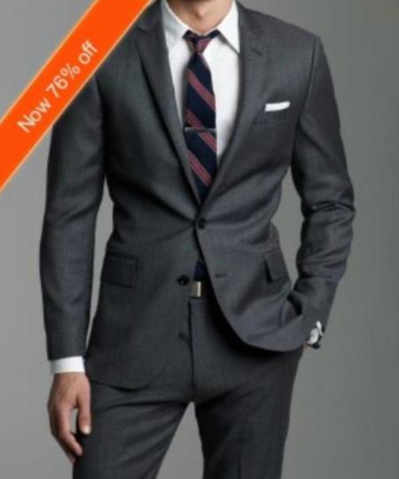 Mens 36 Long Suit - Size 36L Charcoal Suit - Wool