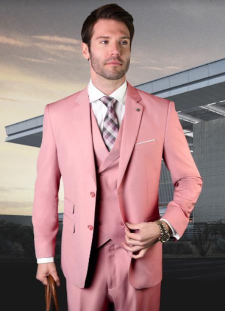 Peach Tuxedo Suit - Pink Tuxedo Suit - Prom Wedding Tuxedo Vested Suit