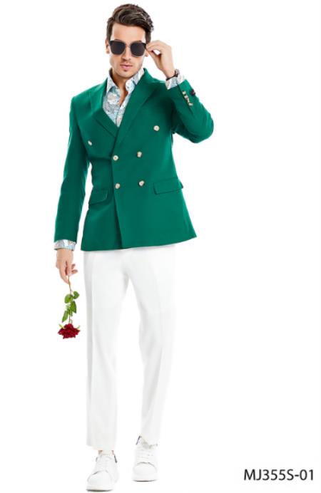 Summer Linen Blazer - Mens Sport Coat - Double Breasted Sport Coat - Green Blazer