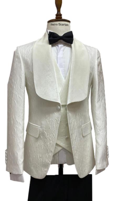 Ivory Tuxedo Dinner Jacket Wide Velvet Groom Tuxedo Jacket - Prom Blazer
