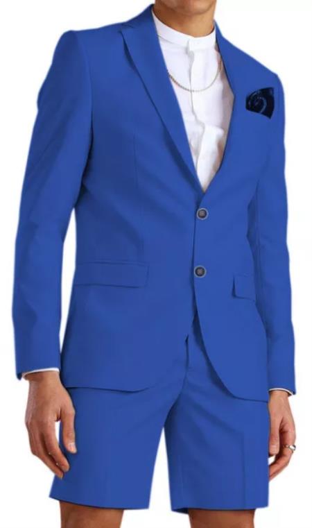 Mens Short Pants Suit Set Mens Royal Blue Suit For Men