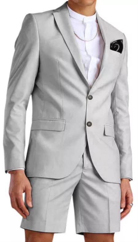 Mens Short Pants Suit Set Mens Light Gray Suit For Men