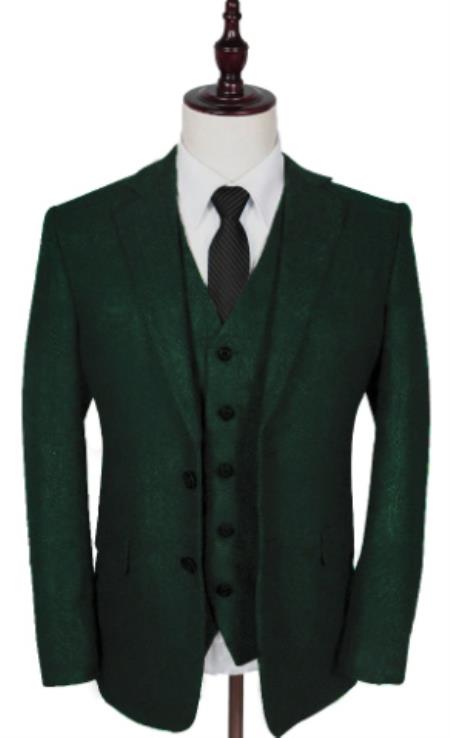 Vintage Suits - Tweed Suits - Herringbone Suits Green