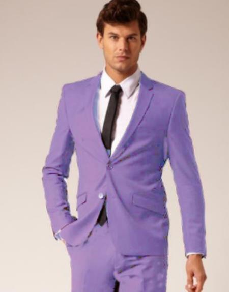 Mens Cotton Fabric Suit - Lavender Suit For Summer - Wool