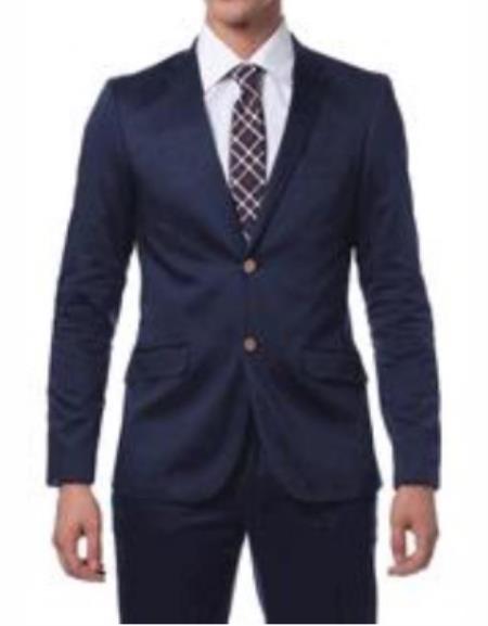 Mens Cotton Fabric Suit - Navy Suit For Summer
