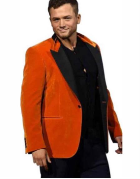 #JA56736 Orange Tuxedo Suit - Black and Orange Suit (Jacket