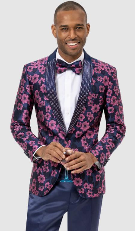 Pink Tuxedo - Flower Floral Suit - Paisley Suit