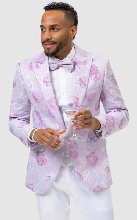 Light Purple Tuxedo - Flower Floral Suit - Paisley Suit