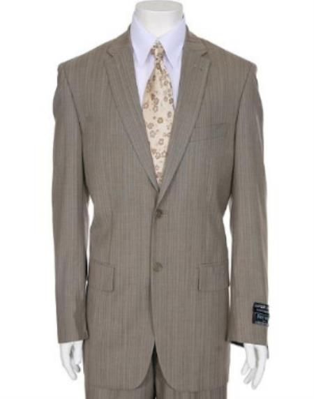 Tan Pinstripe Suit - Beige Pinstripe Suit