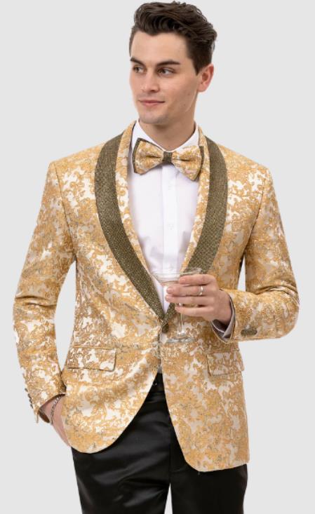 Champagne Tuxedo - Flower Floral Suit - Paisley Suit